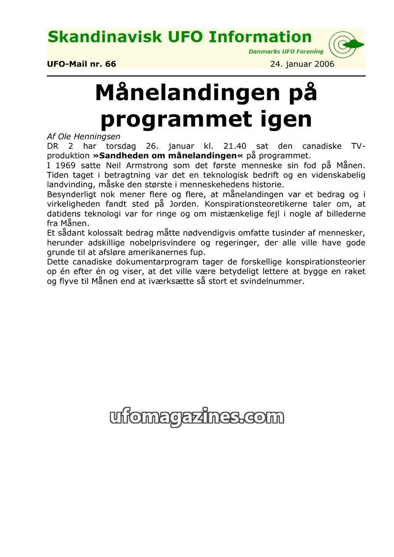 Cover of UFO Mail (SUFOI) issue nr. 66: Skandinavisk UFO Information