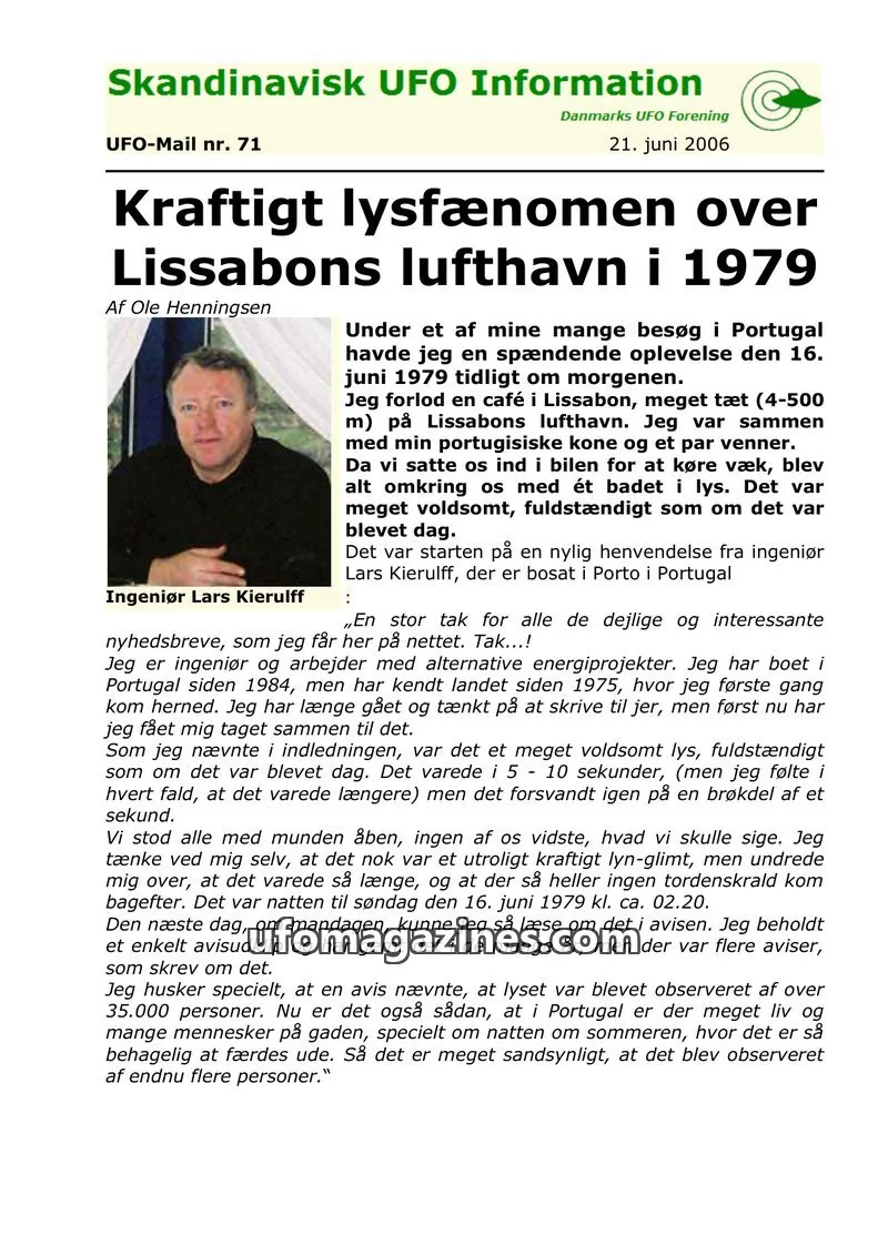 Cover of UFO Mail (SUFOI) issue nr. 71: Skandinavisk UFO Information