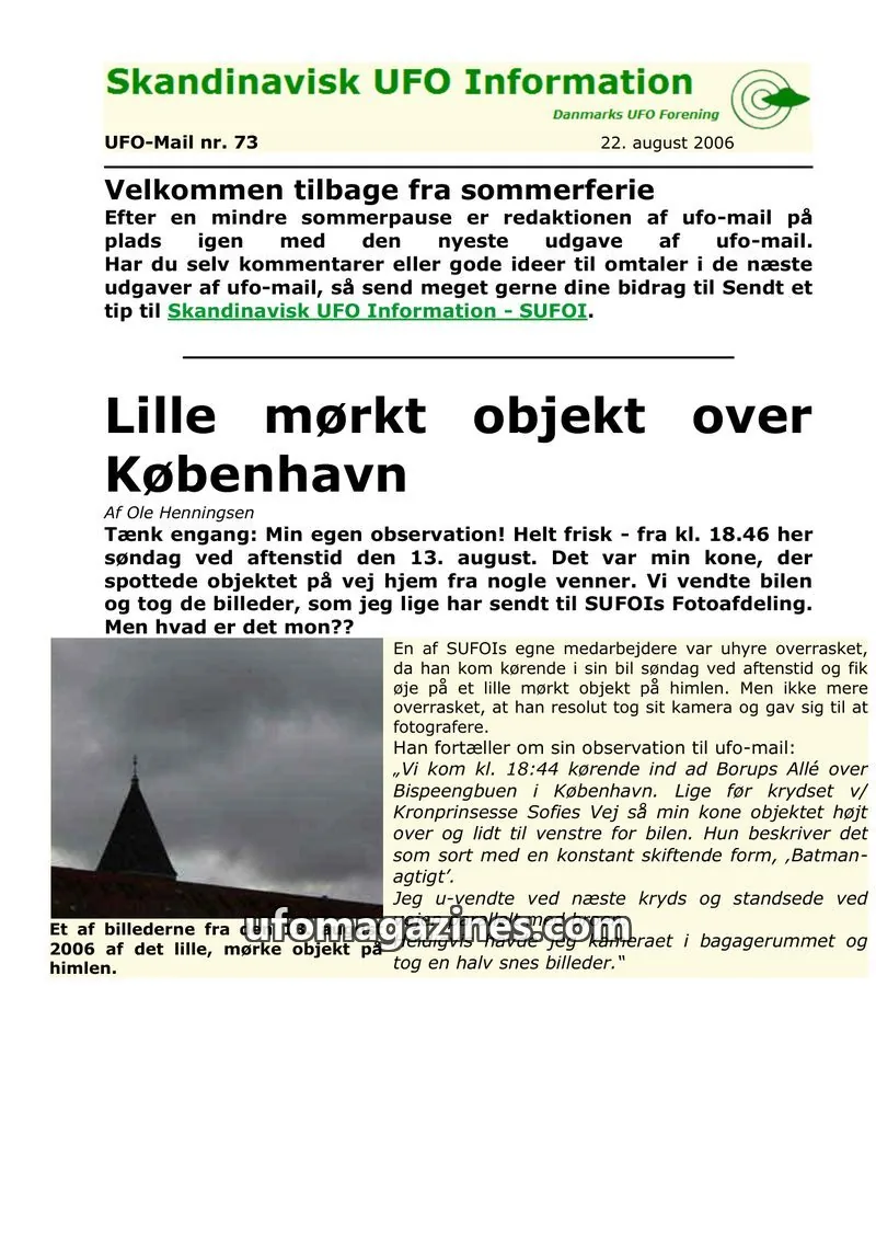 Cover of UFO Mail (SUFOI) issue 73: Skandinavisk UFO Information