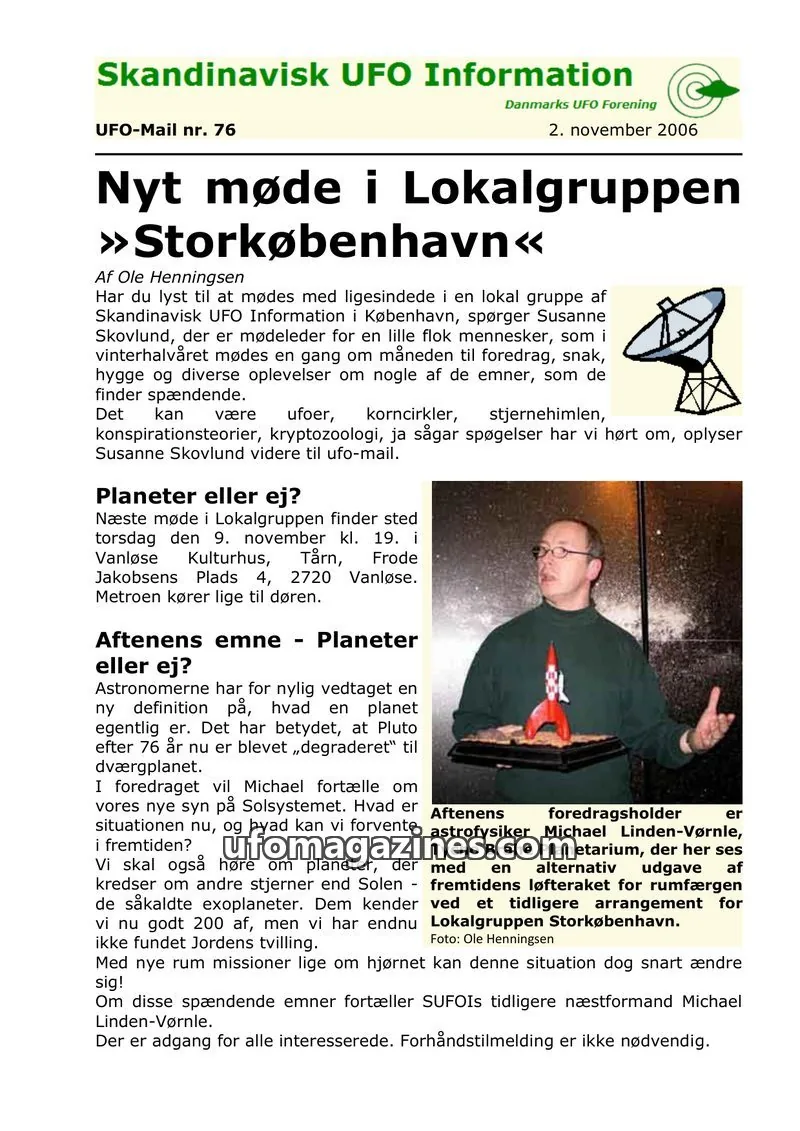 Cover of UFO Mail (SUFOI) issue nr. 76: Skandinavisk UFO Information