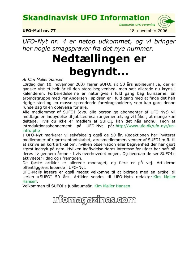 Cover of UFO Mail (SUFOI) issue 77: Skandinavisk UFO Information