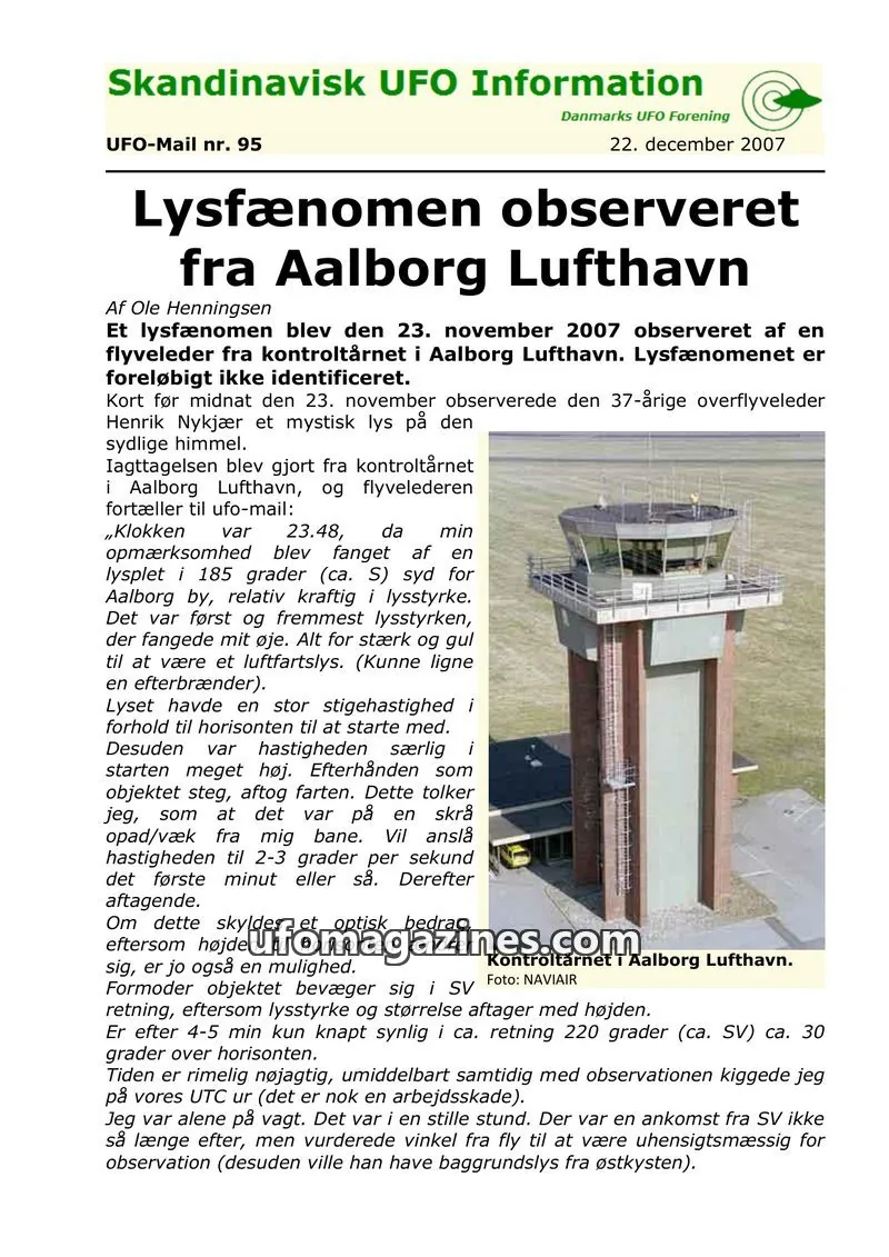 Cover of UFO Mail (SUFOI) issue 95: Skandinavisk UFO Information