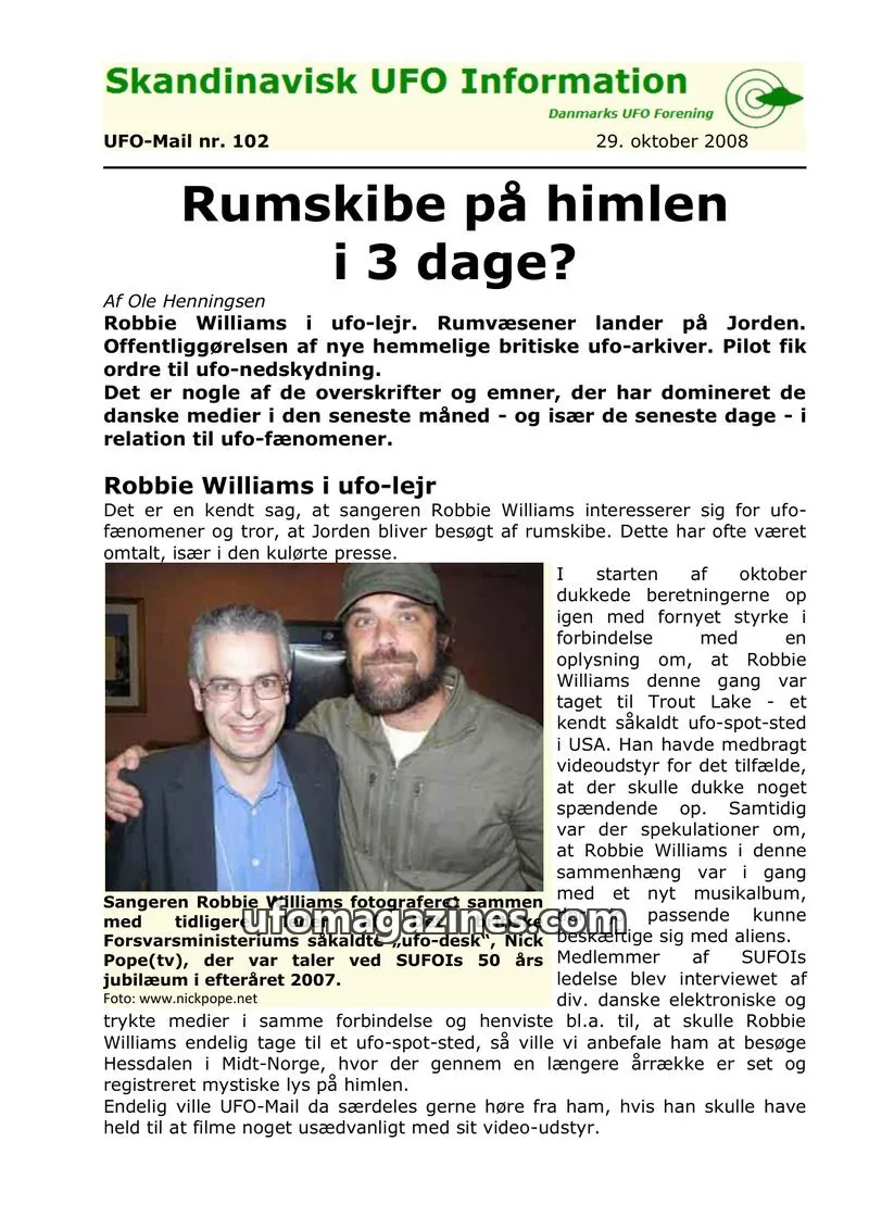 Cover of UFO Mail (SUFOI) issue 102: Skandinavisk UFO Information