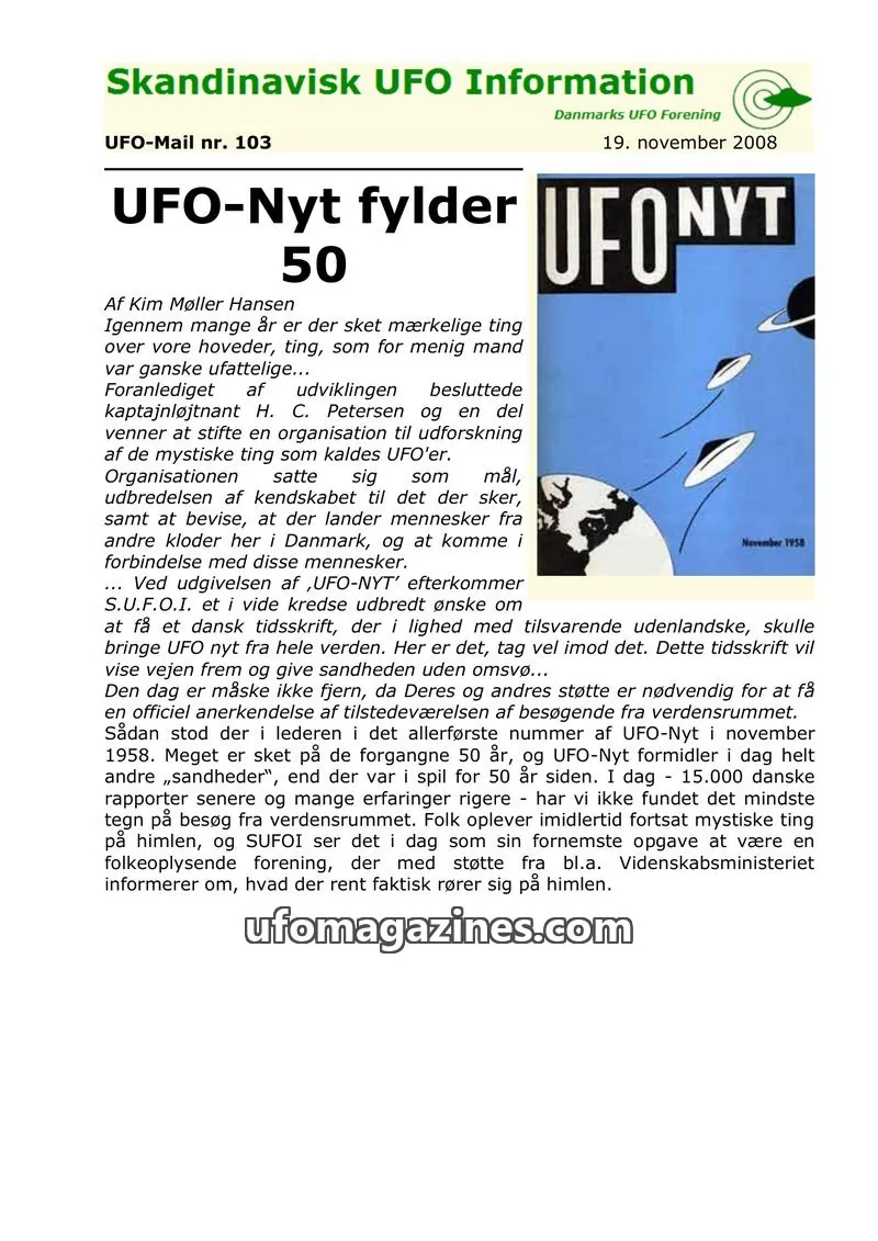 Cover of UFO Mail (SUFOI) issue 103: Skandinavisk UFO Information