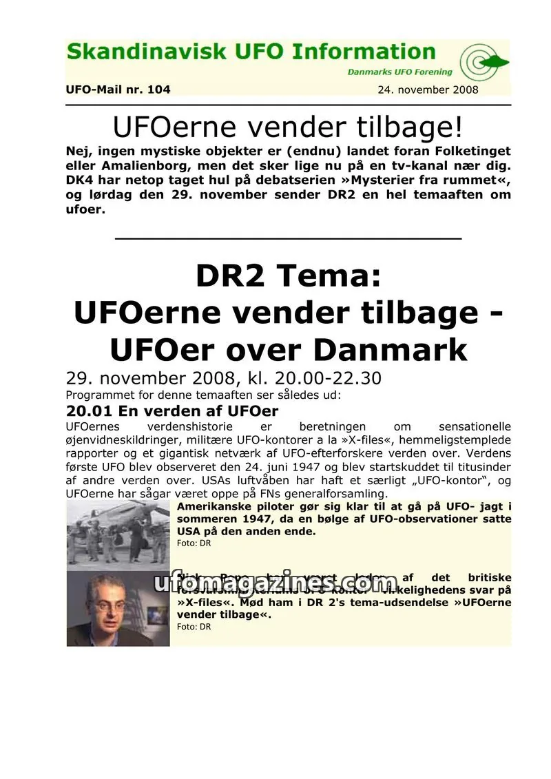 Cover of UFO Mail (SUFOI) issue nr. 104: Skandinavisk UFO Information