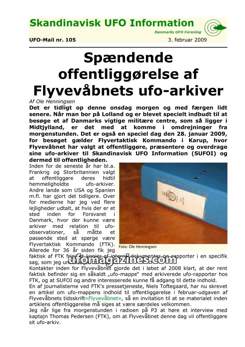 Cover of UFO Mail (SUFOI) issue 105: Skandinavisk UFO Information