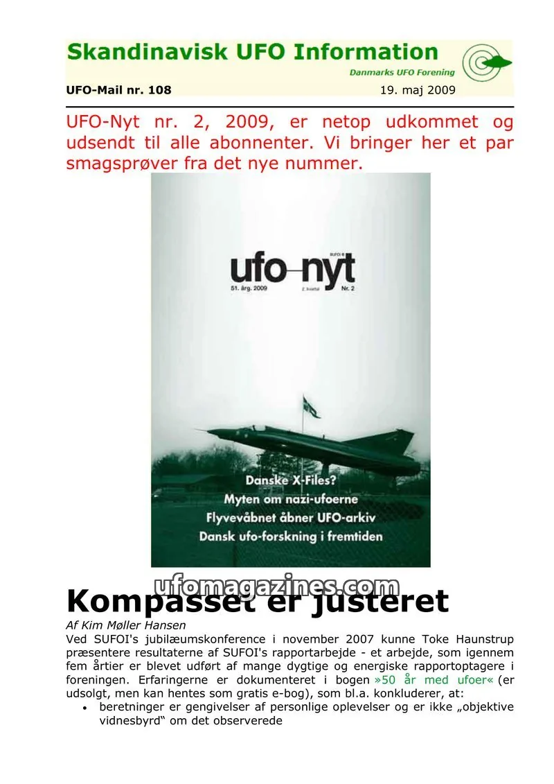 Cover of UFO Mail (SUFOI) issue 108: Skandinavisk UFO Information