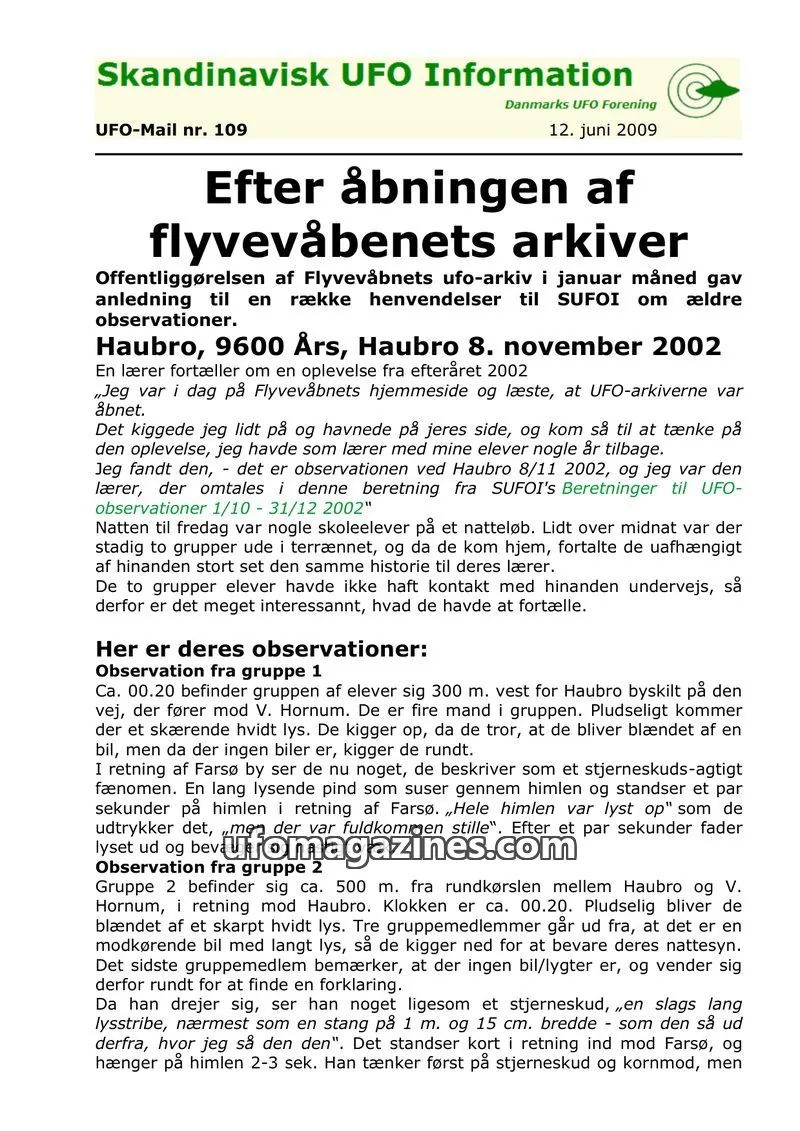 Cover of UFO Mail (SUFOI) issue 109: Skandinavisk UFO Information