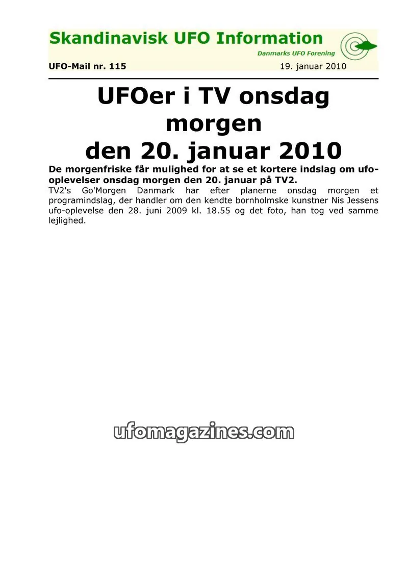 Cover of UFO Mail (SUFOI) issue nr. 115: Skandinavisk UFO Information