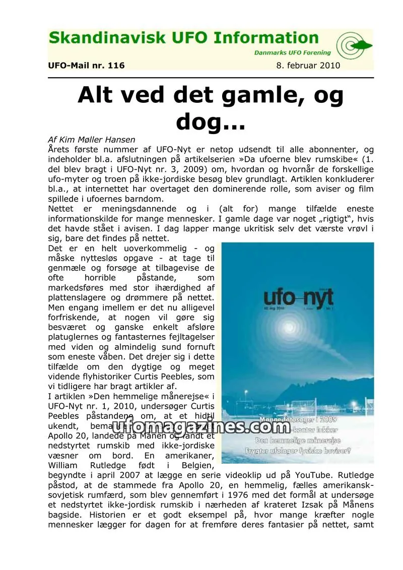 Cover of UFO Mail (SUFOI) issue 116: Skandinavisk UFO Information