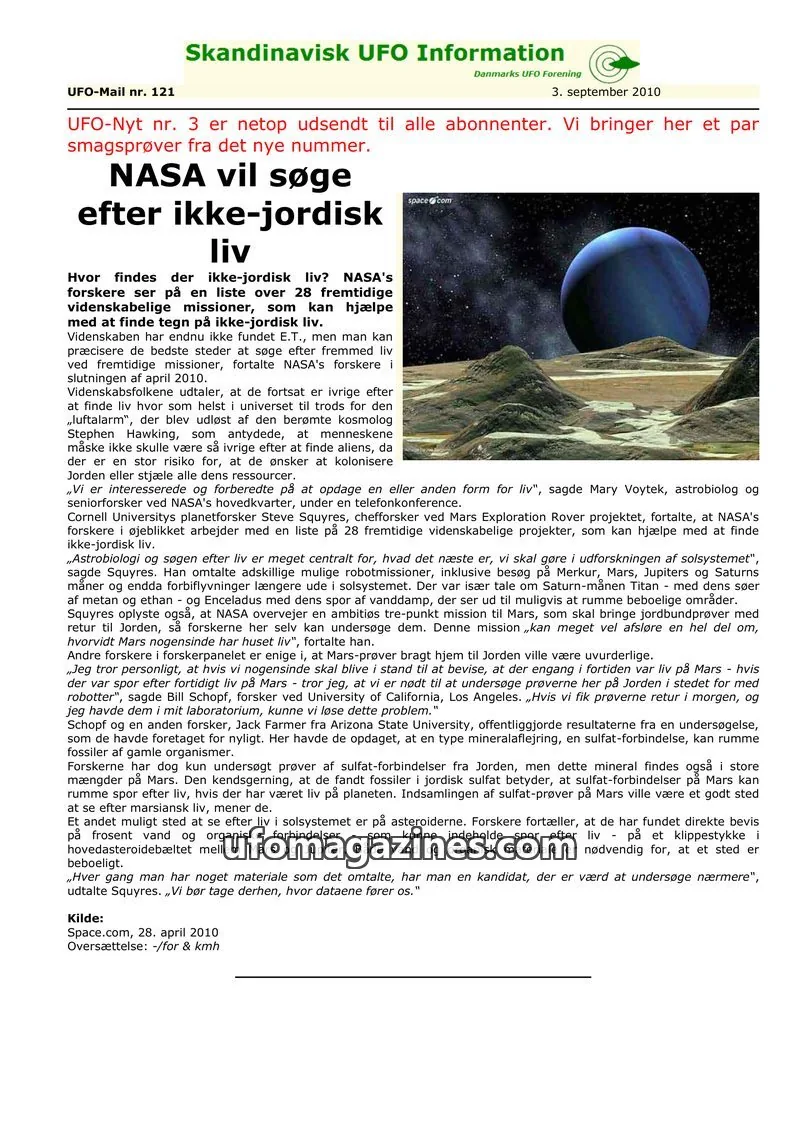 Cover of UFO Mail (SUFOI) issue 121: Skandinavisk UFO Information