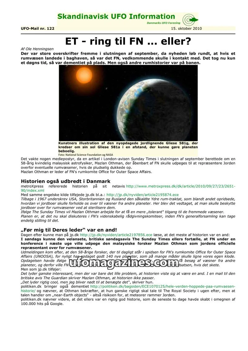Cover of UFO Mail (SUFOI) issue 122: Skandinavisk UFO Information