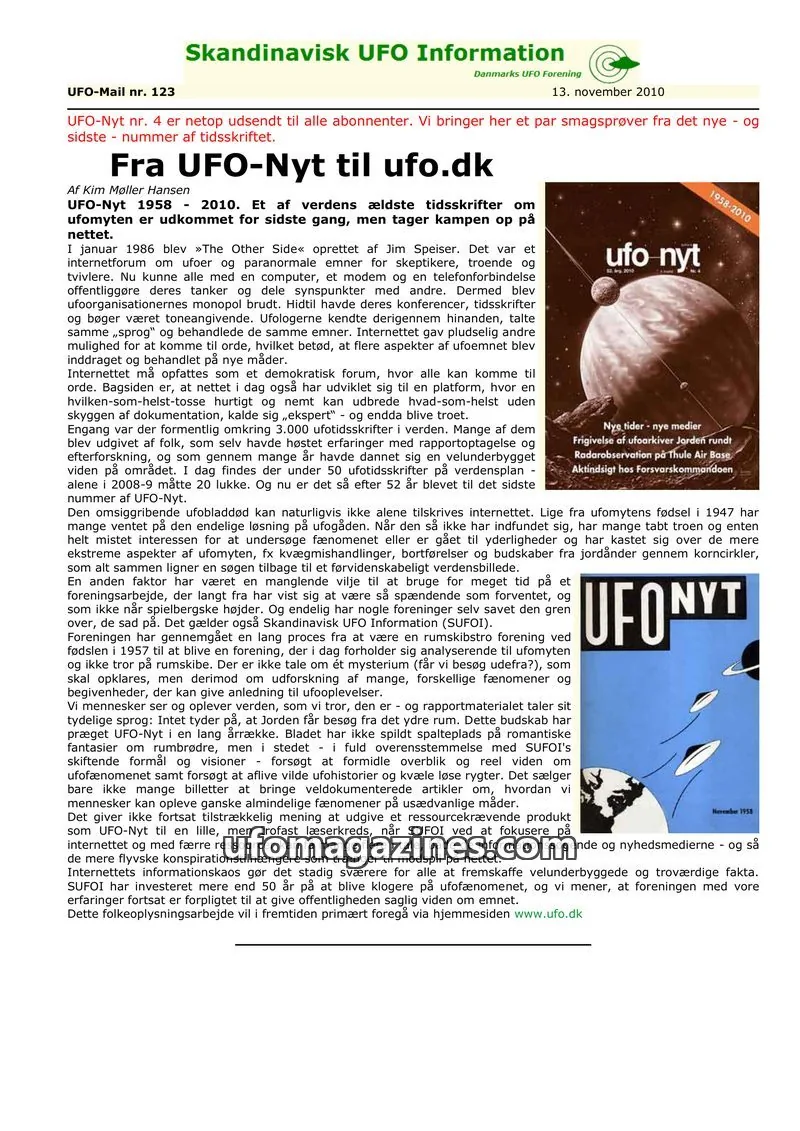 Cover of UFO Mail (SUFOI) issue 123: Skandinavisk UFO Information