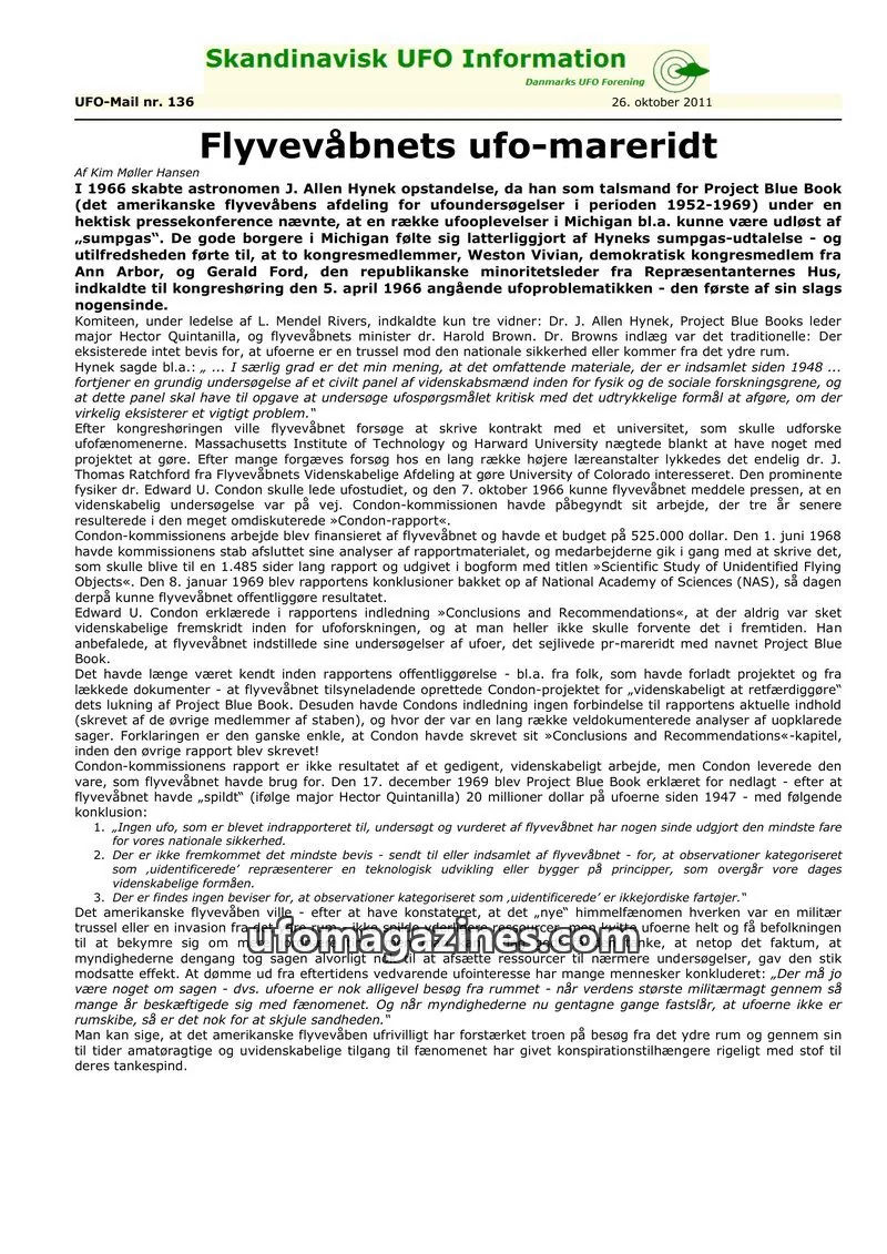 Cover of UFO Mail (SUFOI) issue 136: Skandinavisk UFO Information