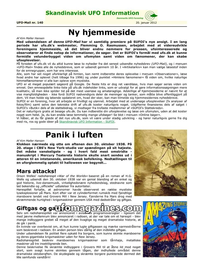 Cover of UFO Mail (SUFOI) issue nr. 140: Skandinavisk UFO Information