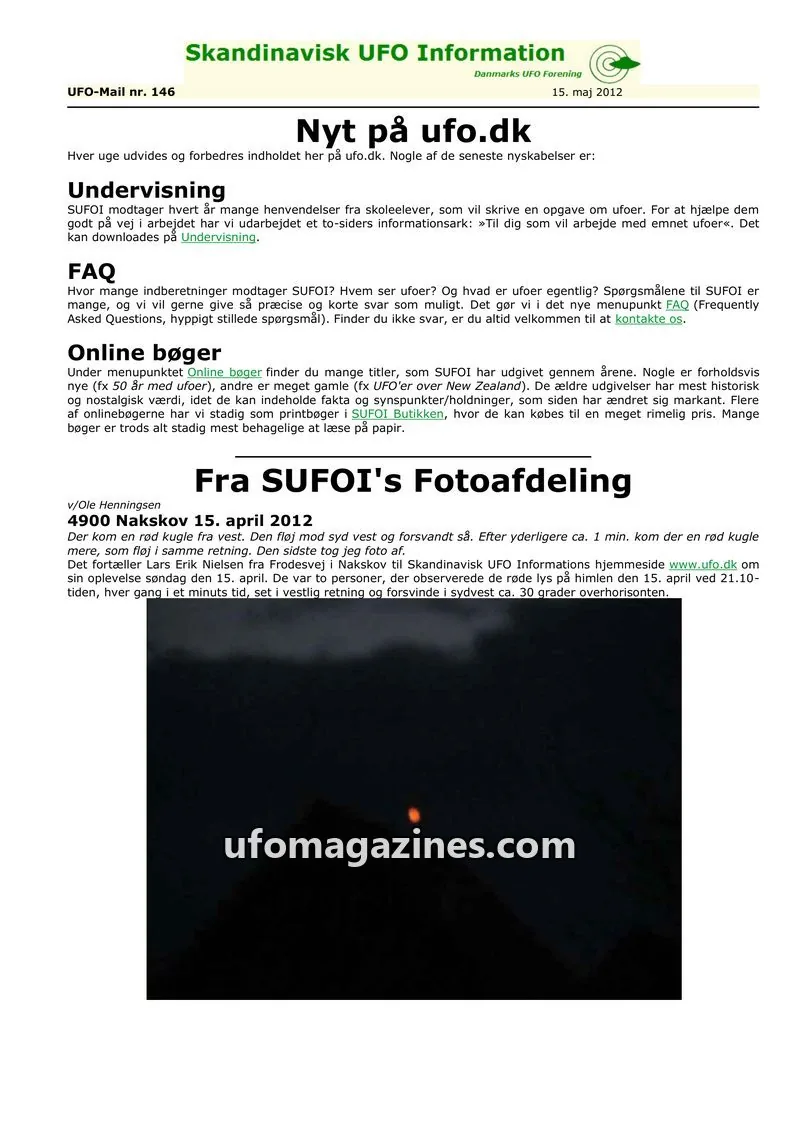 Cover of UFO Mail (SUFOI) issue nr. 146: Skandinavisk UFO Information