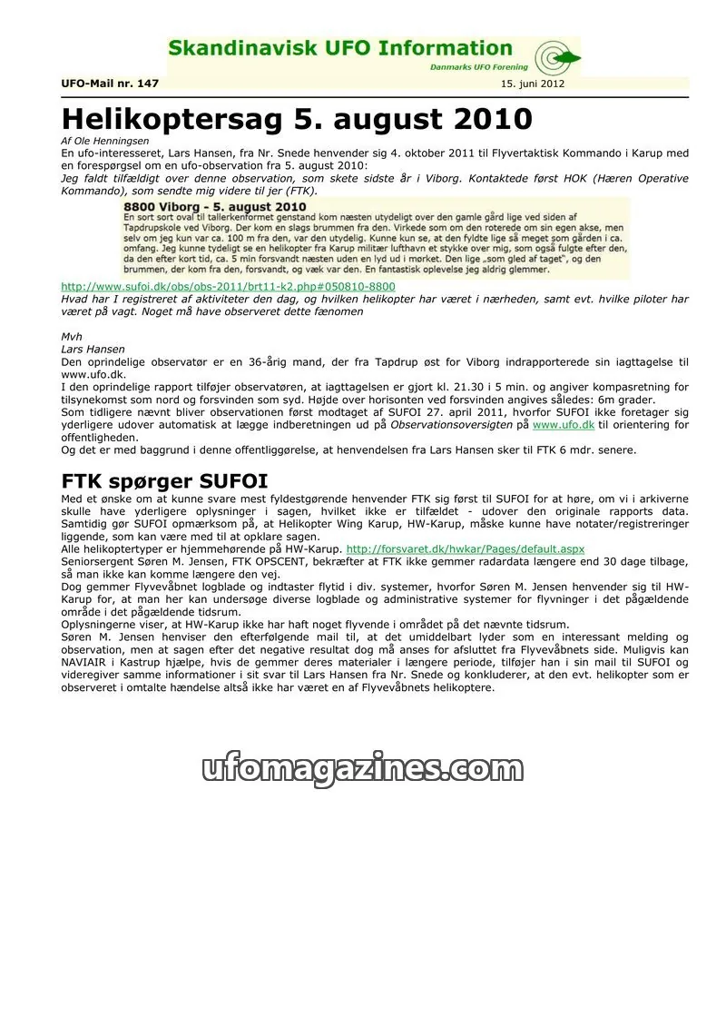 Cover of UFO Mail (SUFOI) issue 147: Skandinavisk UFO Information