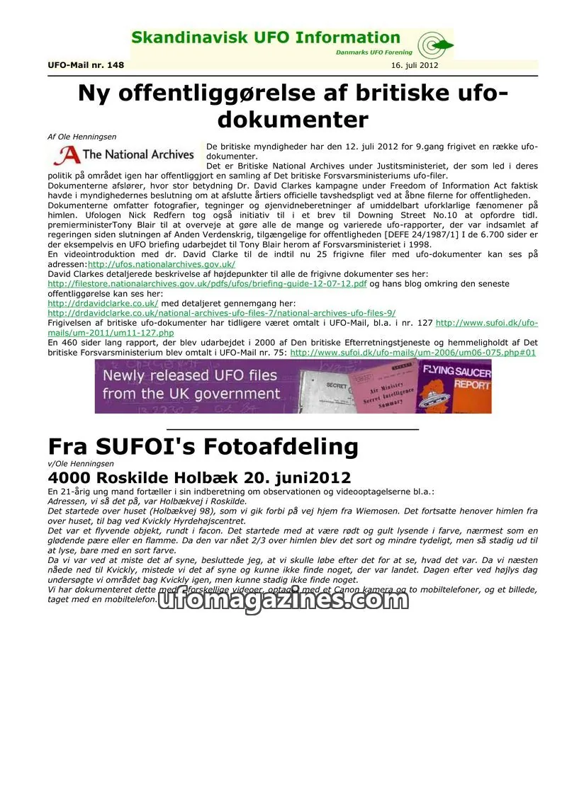 Cover of UFO Mail (SUFOI) issue 148: Skandinavisk UFO Information