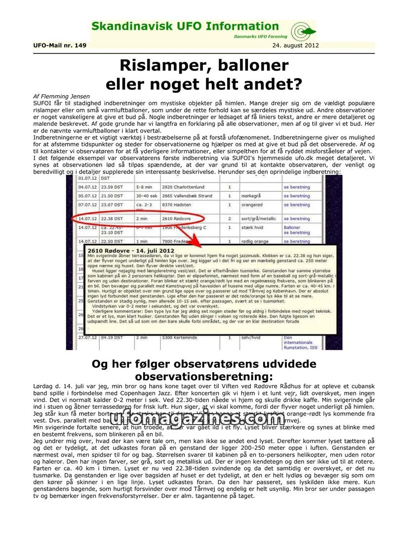 Cover of UFO Mail (SUFOI) issue nr. 149: Skandinavisk UFO Information