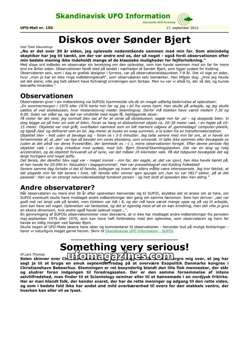 Cover of UFO Mail (SUFOI) issue 150: Skandinavisk UFO Information