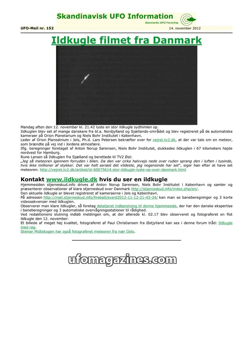 Cover of UFO Mail (SUFOI) issue nr. 152: Skandinavisk UFO Information