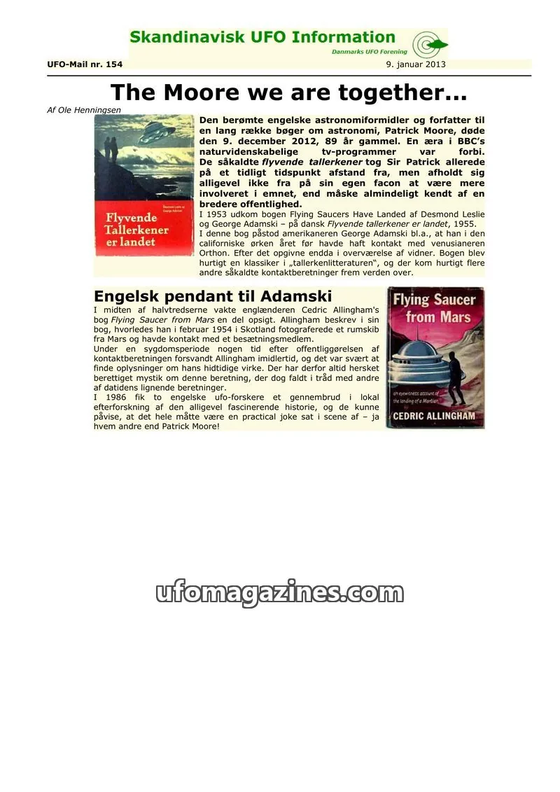 Cover of UFO Mail (SUFOI) issue 154: Skandinavisk UFO Information