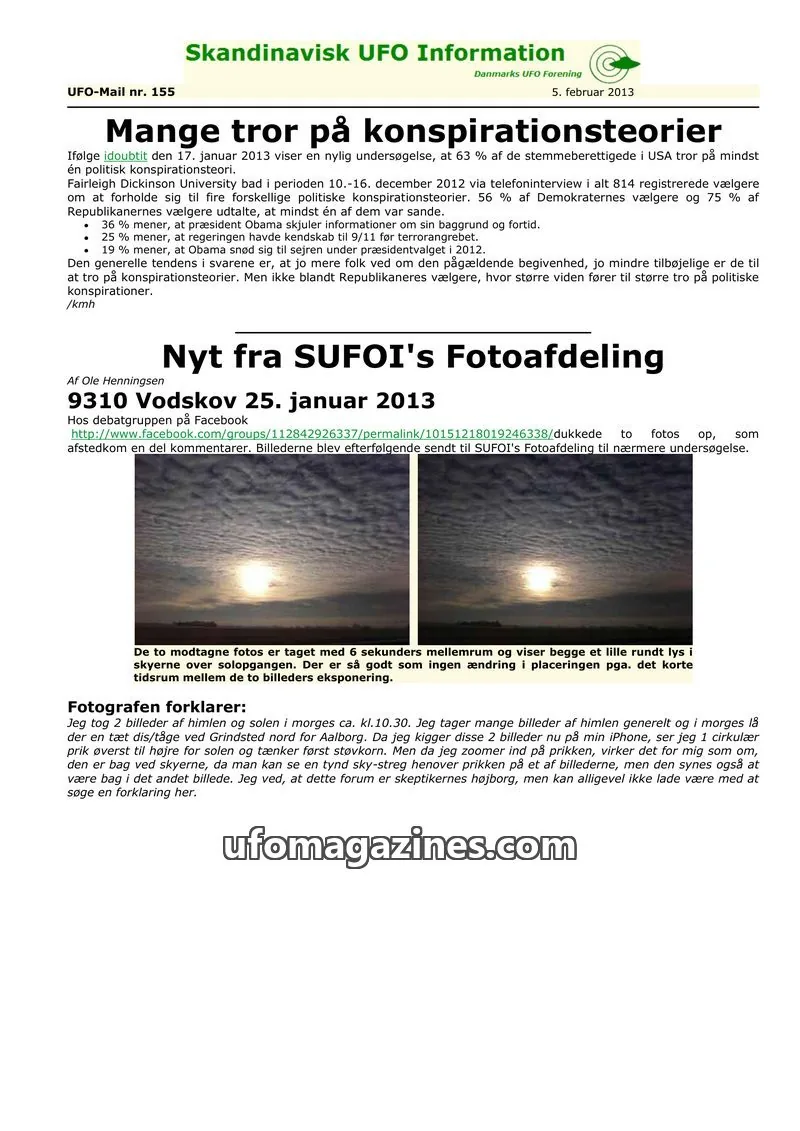 Cover of UFO Mail (SUFOI) issue 155: Skandinavisk UFO Information