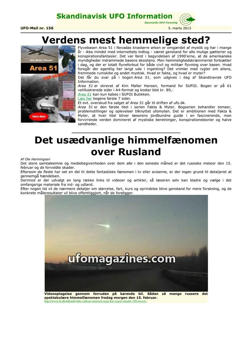 Cover of UFO Mail (SUFOI) issue 156: Skandinavisk UFO Information