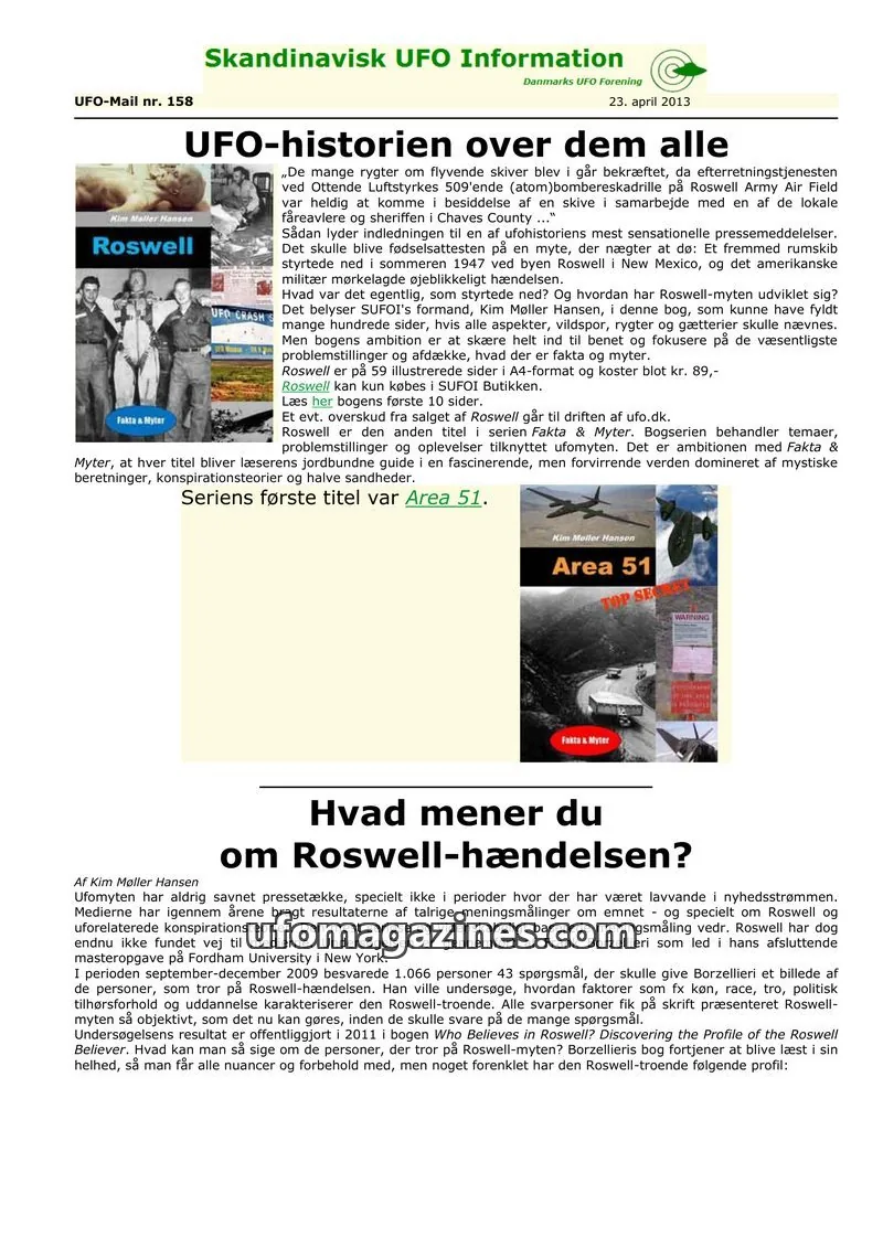 Cover of UFO Mail (SUFOI) issue 158: Skandinavisk UFO Information