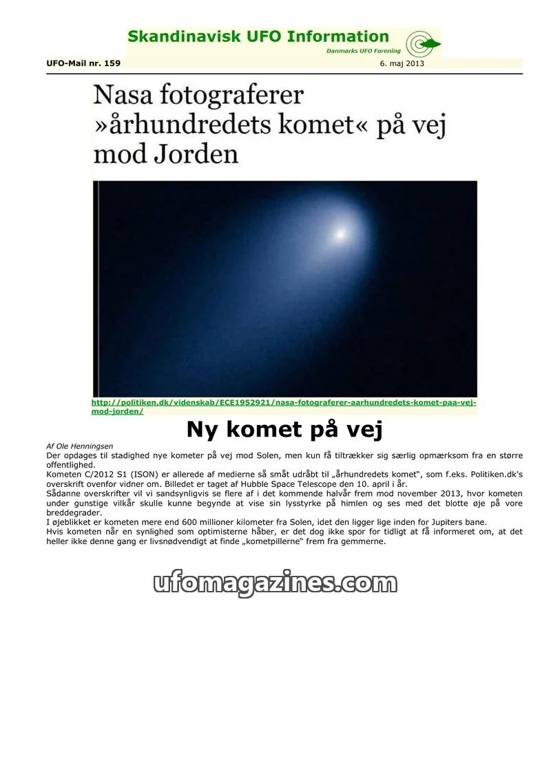 Cover of UFO Mail (SUFOI) issue nr. 159: Skandinavisk UFO Information