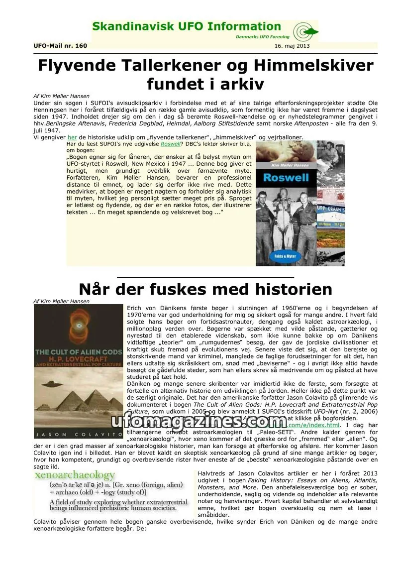 Cover of UFO Mail (SUFOI) issue 160: Skandinavisk UFO Information