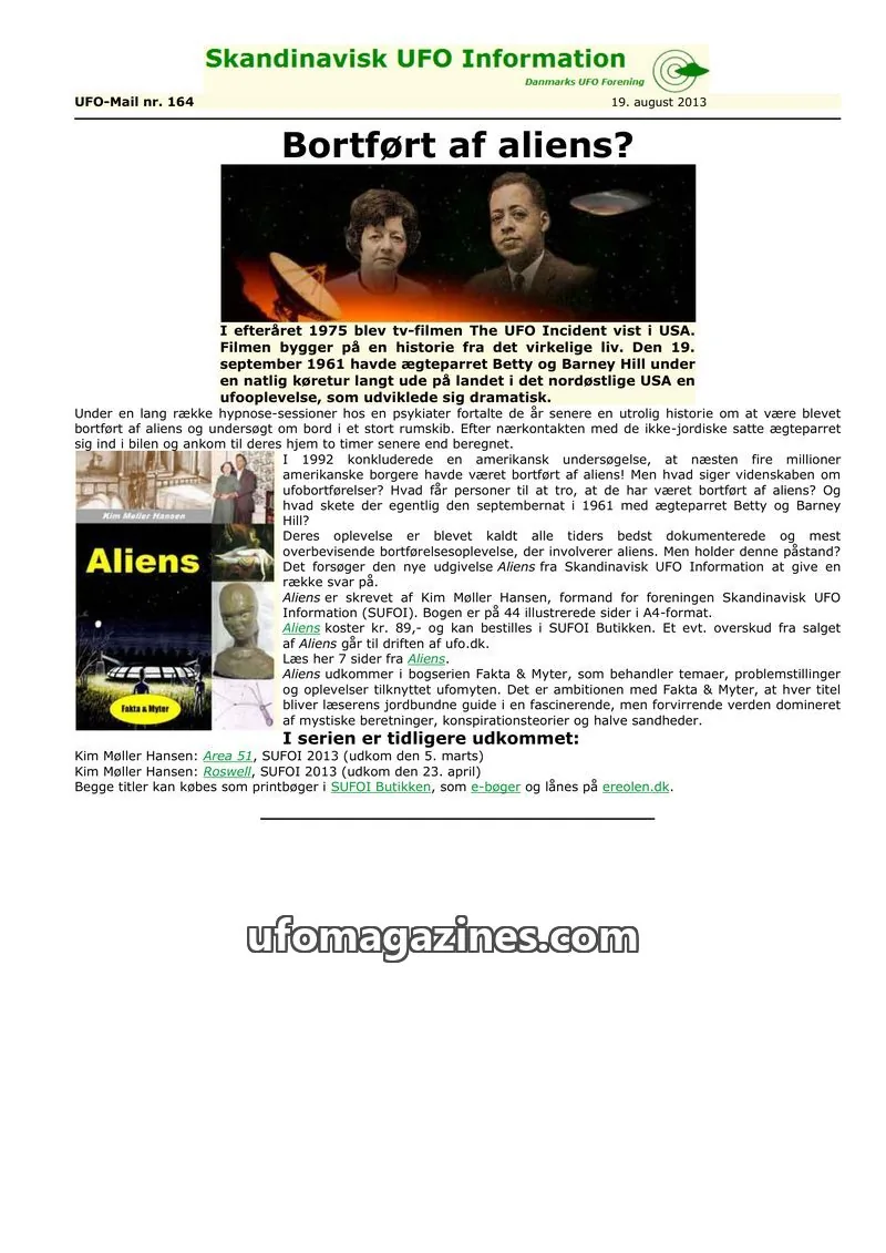 Cover of UFO Mail (SUFOI) issue 164: Skandinavisk UFO Information