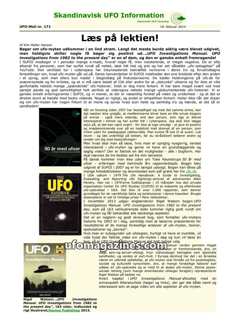 Cover of UFO Mail (SUFOI) issue 171: Skandinavisk UFO Information