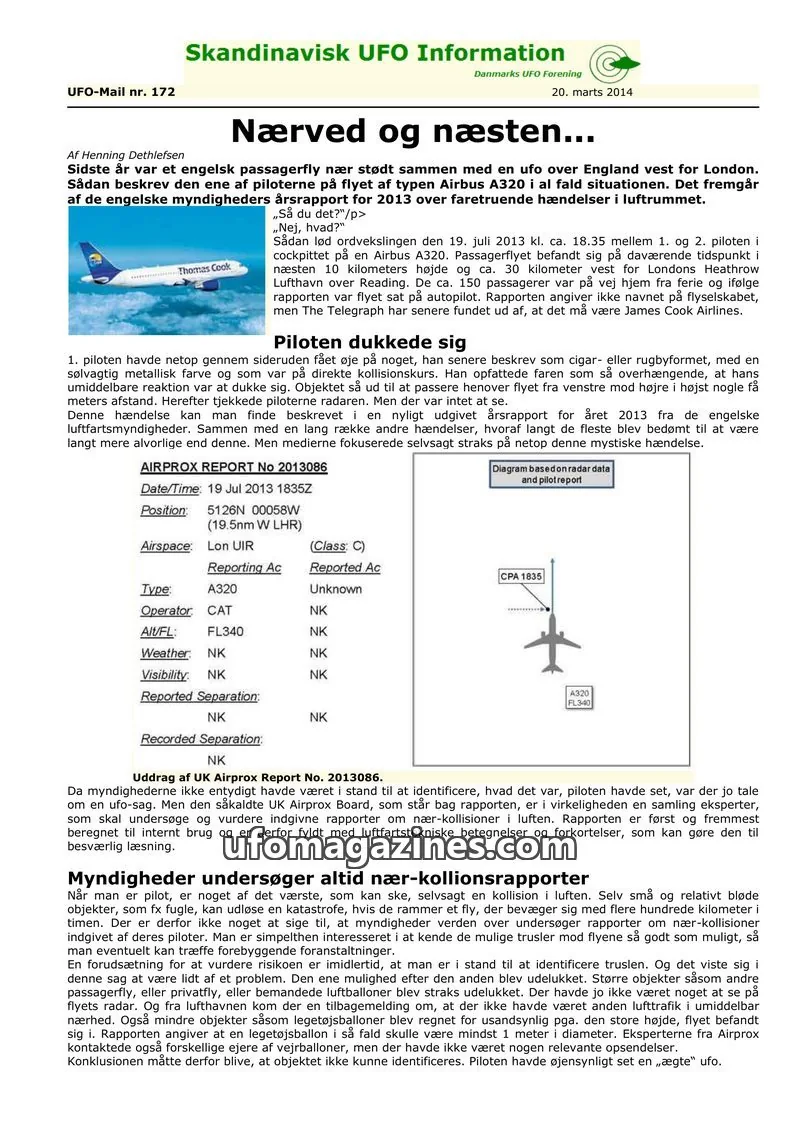 Cover of UFO Mail (SUFOI) issue 172: Skandinavisk UFO Information