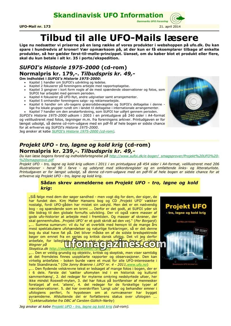 Cover of UFO Mail (SUFOI) issue nr. 173: Skandinavisk UFO Information