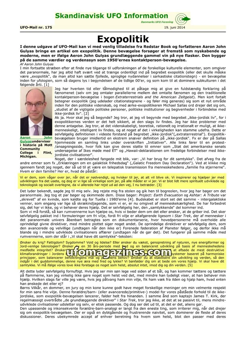 Cover of UFO Mail (SUFOI) issue 175: Skandinavisk UFO Information