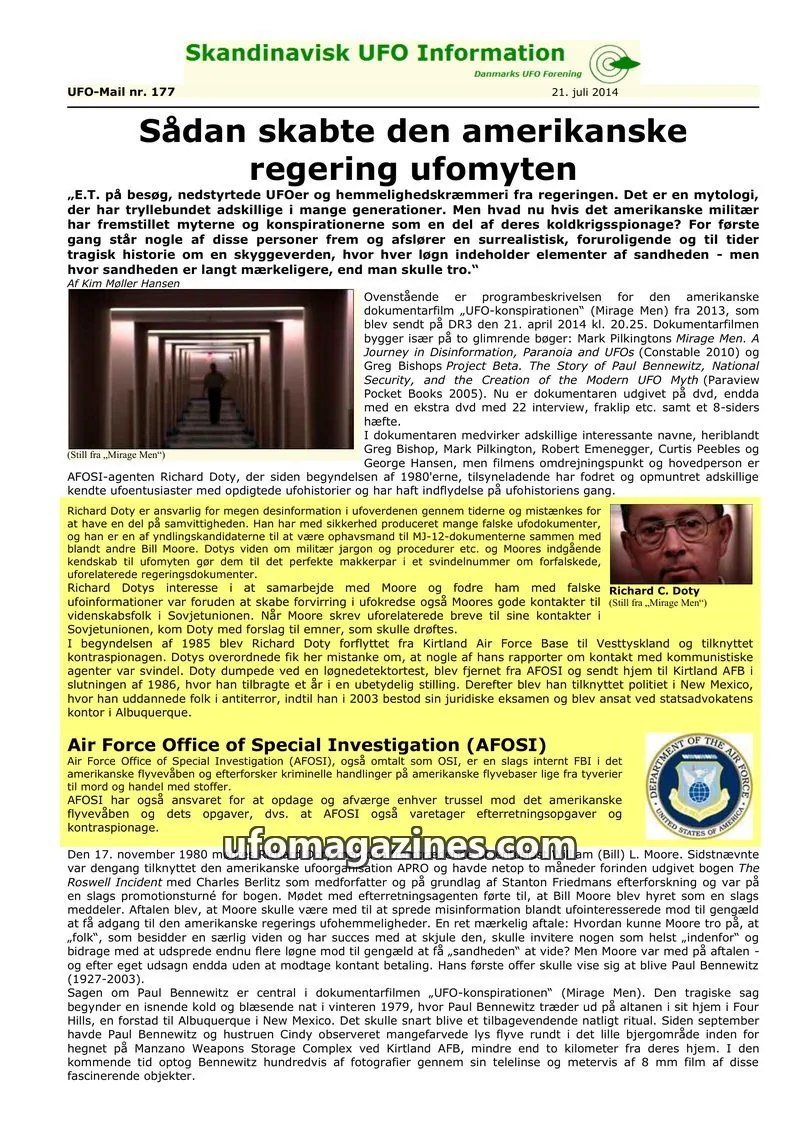 Cover of UFO Mail (SUFOI) issue 177: Skandinavisk UFO Information