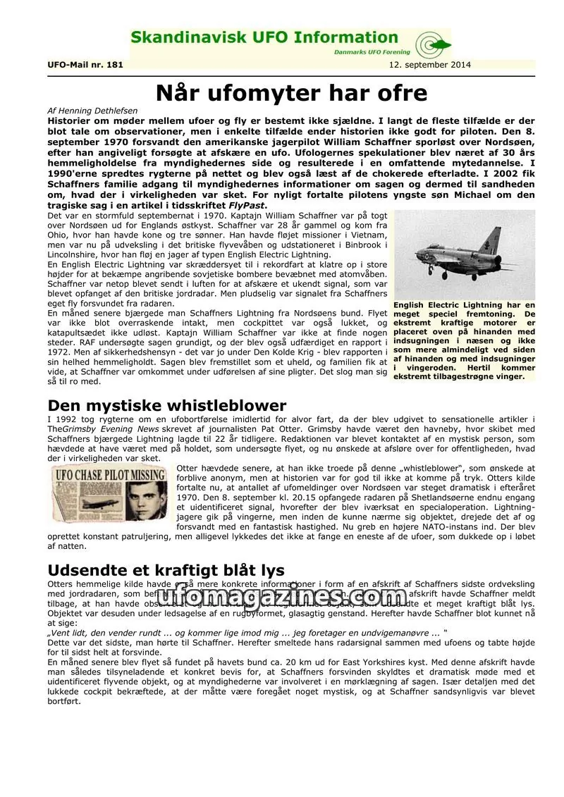Cover of UFO Mail (SUFOI) issue 181: Skandinavisk UFO Information