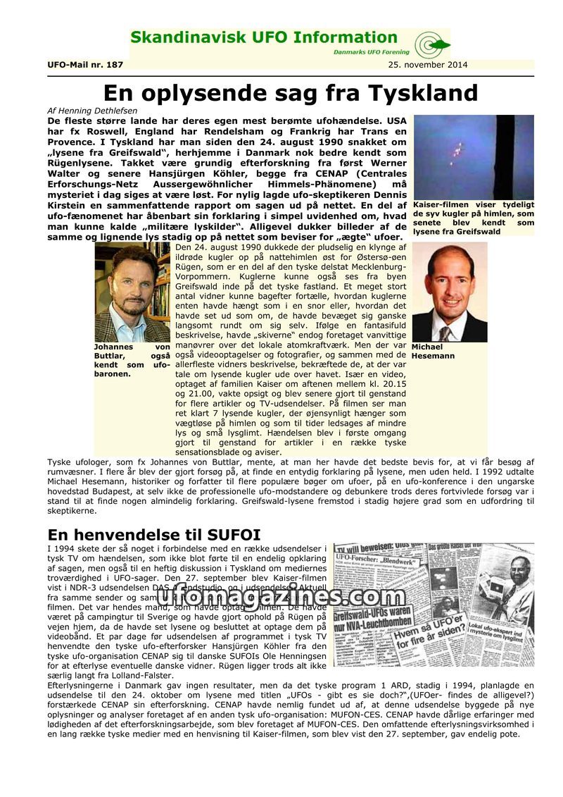 Cover of UFO Mail - No 187 - 2014