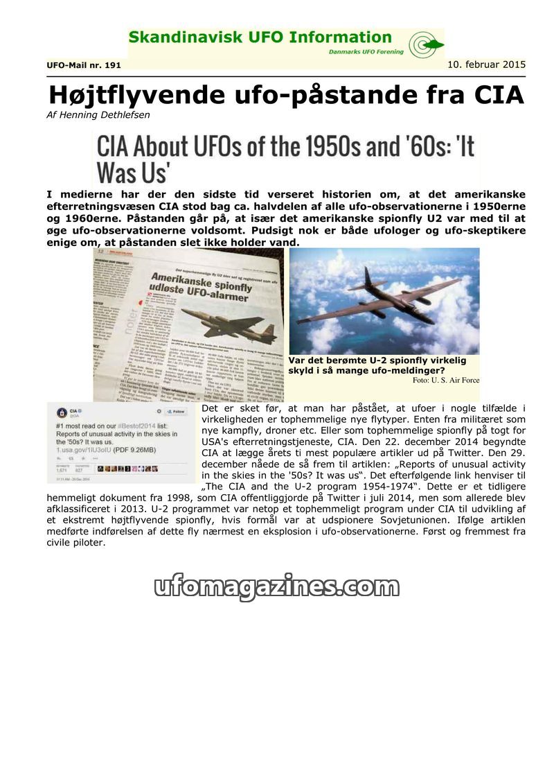 Cover of UFO Mail - No 191 - 2015