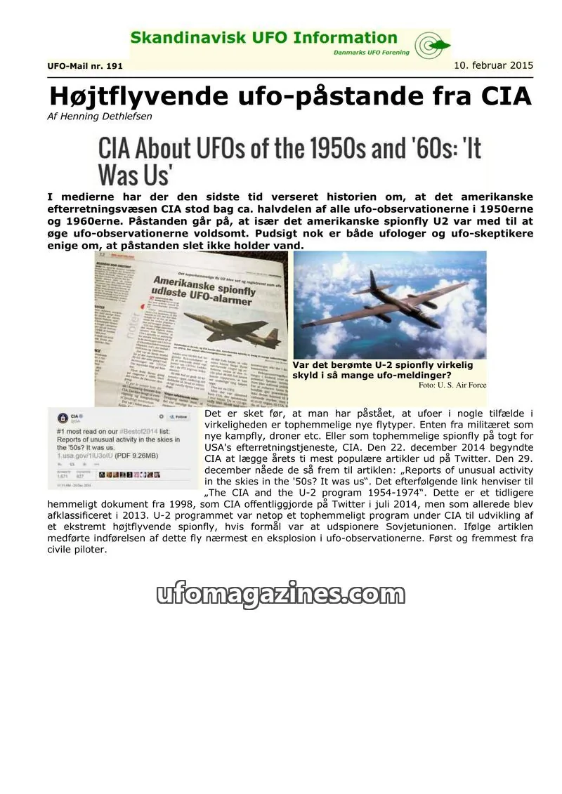 Cover of UFO Mail (SUFOI) issue 191: Skandinavisk UFO Information