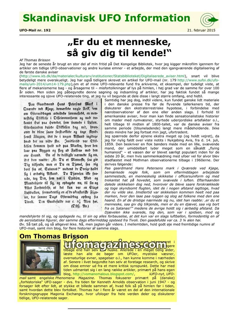 Cover of UFO Mail (SUFOI) issue 192: Skandinavisk UFO Information