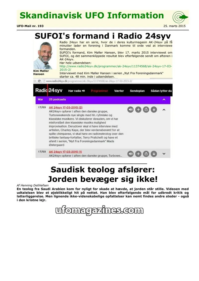 Cover of UFO Mail (SUFOI) issue nr. 193: Skandinavisk UFO Information