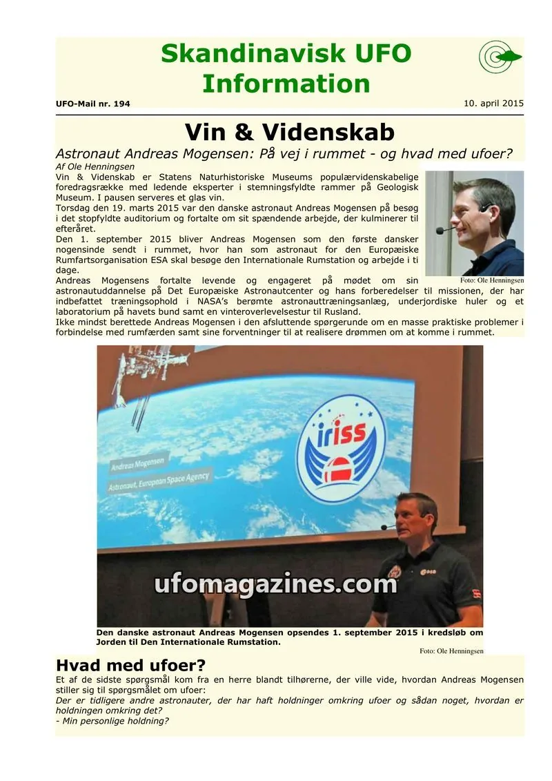 Cover of UFO Mail (SUFOI) issue 194: Skandinavisk UFO Information
