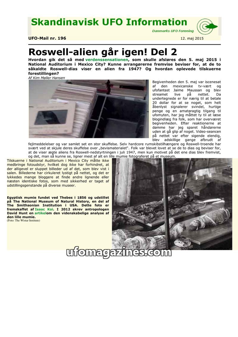 Cover of UFO Mail - No 196 - 2015