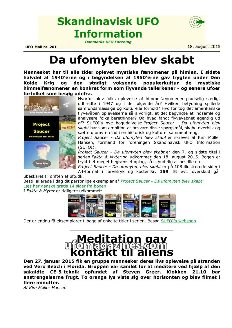 Cover of UFO Mail (SUFOI) issue 201: Skandinavisk UFO Information
