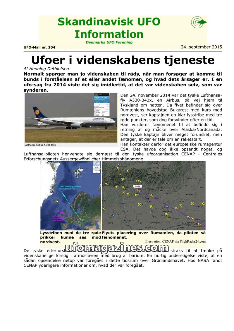 Cover of UFO Mail - No 204 - 2015