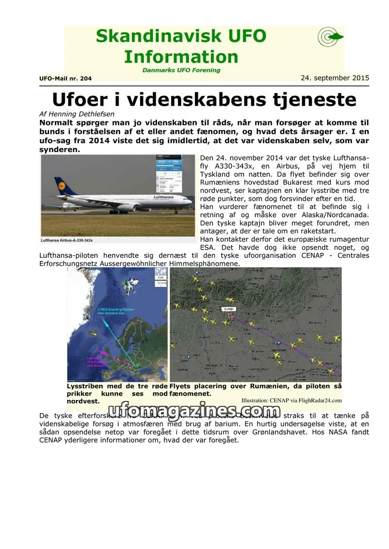 Cover of UFO Mail (SUFOI) issue 204: Skandinavisk UFO Information