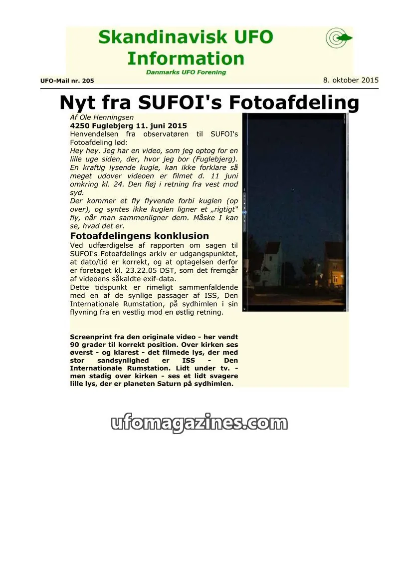 Cover of UFO Mail (SUFOI) issue nr. 205: Skandinavisk UFO Information