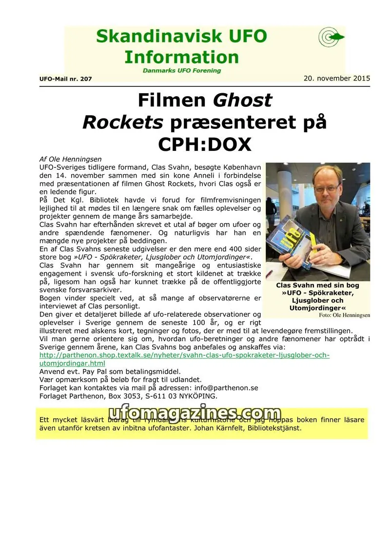 Cover of UFO Mail (SUFOI) issue 207: Skandinavisk UFO Information